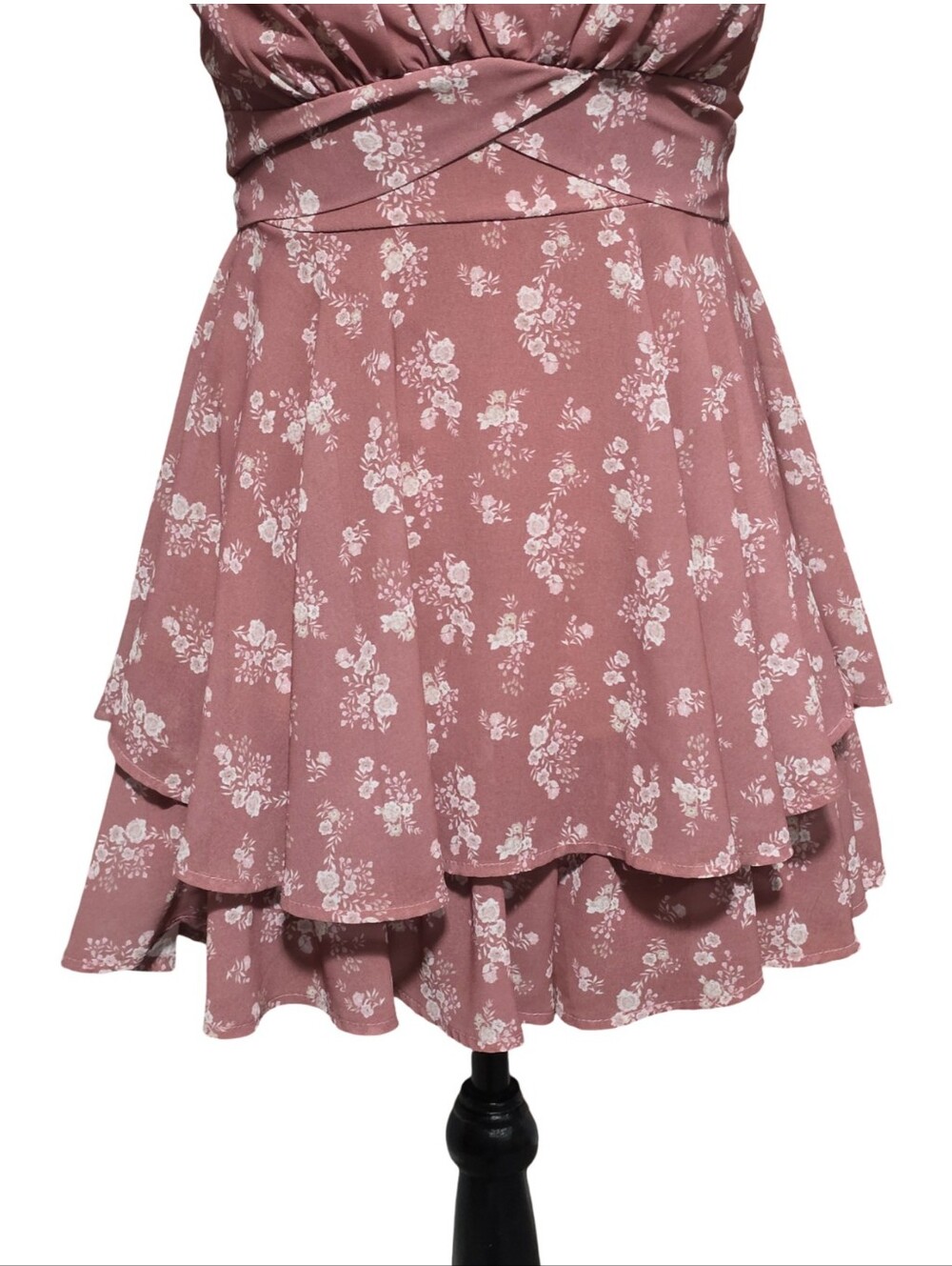 ALTAR'D STATE Romper Womens XS Mauve White Floral Puff Sleeve Milkmaid Cottage - Picture 4 of 8